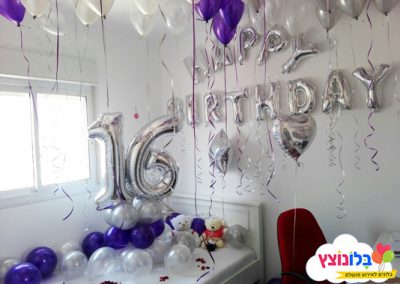 עיצוב חדר בבלונים יום הולדת 16